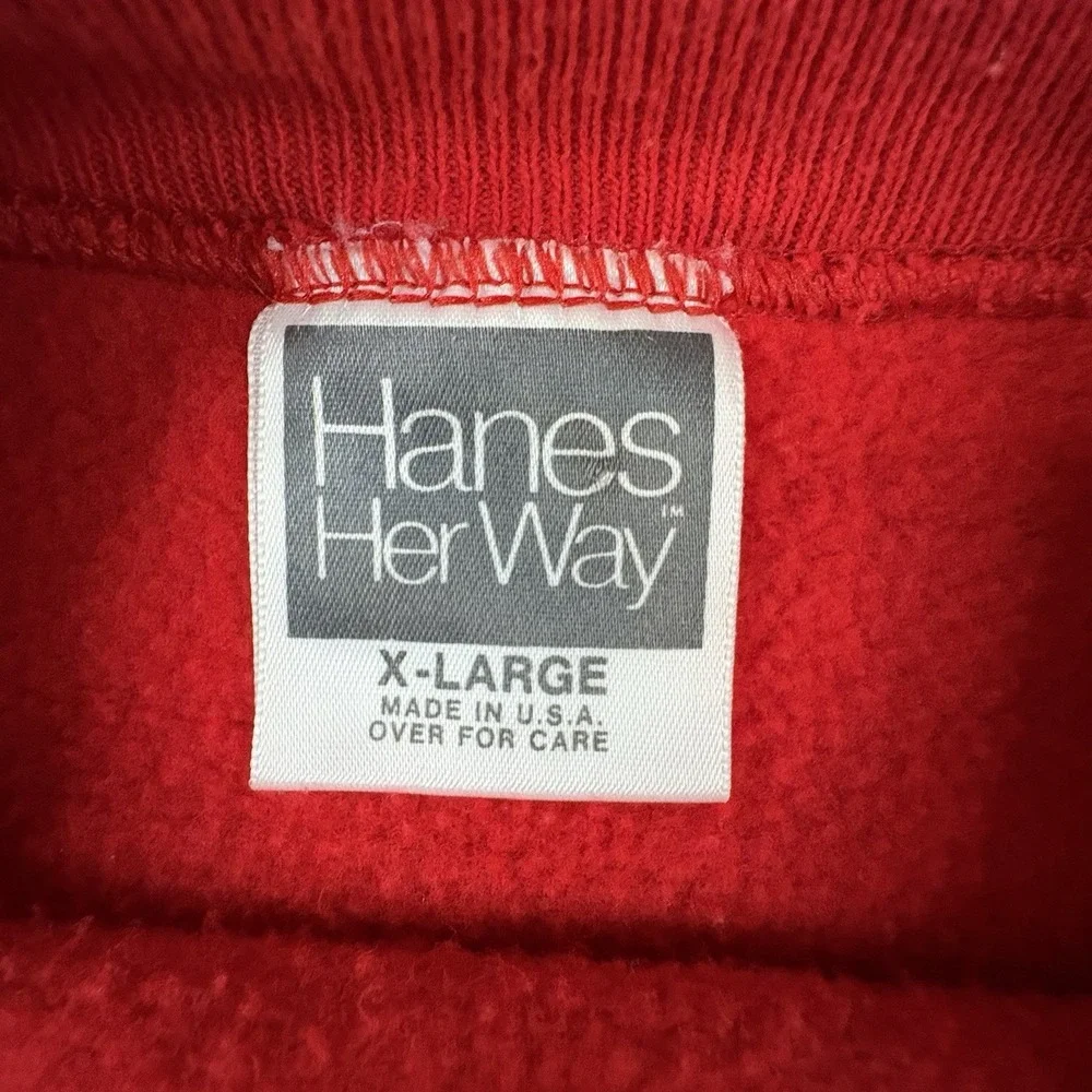 VTG Hanes Her Way Women's XL Red 1990 Christmas Penguin Sweatshirt Made in USA